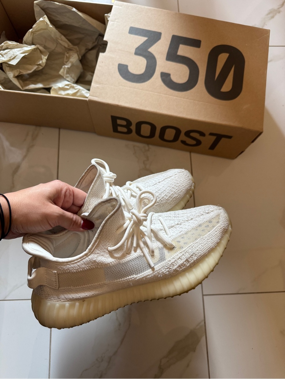 Yeezy 350 Boost V2 in Bone White Slip On Sneakers Adidas